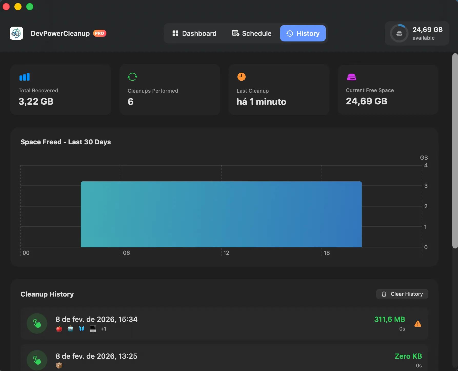 History View Screenshot